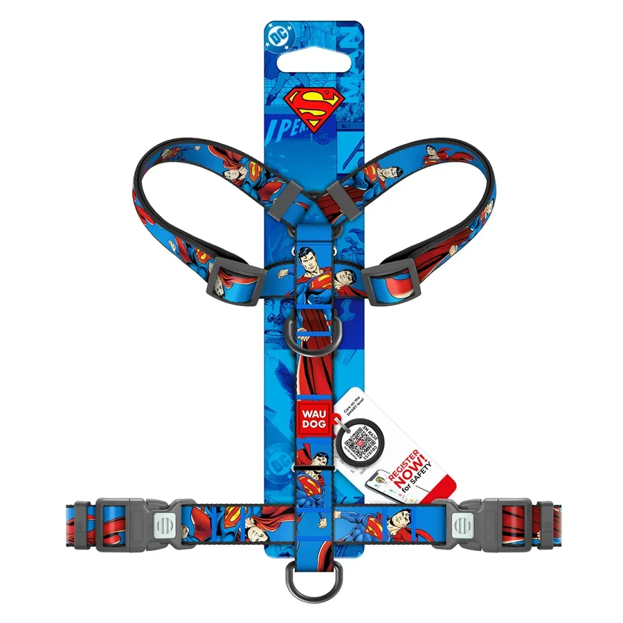 Шлея для собак анатомическая H-образная «Сила Супермена», L WAUDOG Nylon DC Comics Harness Superman Power