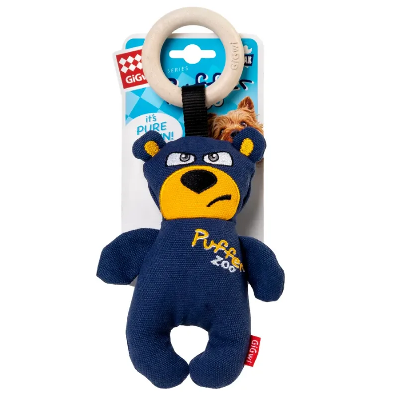Іграшка для собак Ведмідь з пищалкою, текстиль, дерево, 26 см GiGwi Puffer zoo Bear Plush Toy