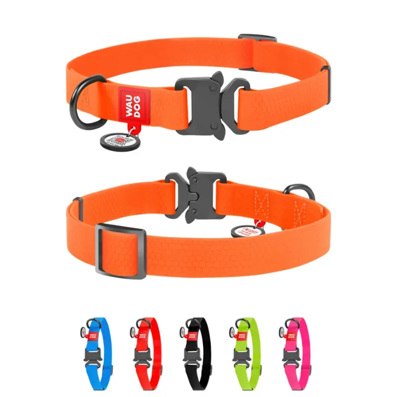 Нашийник для собак водостійкий, металева пряжка, M, помаранчевий WAUDOG Waterproof Collar