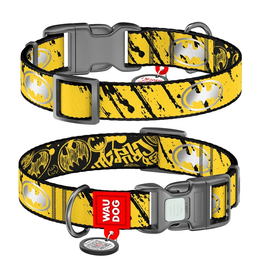 Нашийник для собак нейлоновий, світловідбивний «Бетмен ескіз», XL WAUDOG Nylon DC Comics Collar Batman Sketch