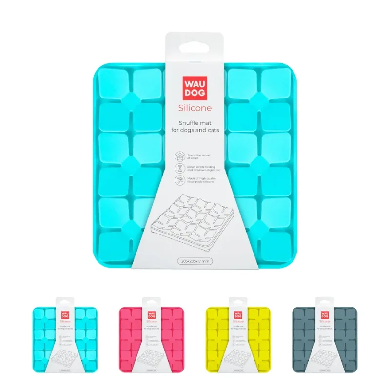 Килимок для пошуку корму, 205х205х17 мм, блакитний WAUDOG Silicone Snuffle Mat