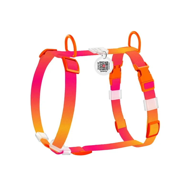 Шлея для собак анатомічна H-подібна, градієнт, XS, помаранчевий WAUDOG Nylon Recycled Harness