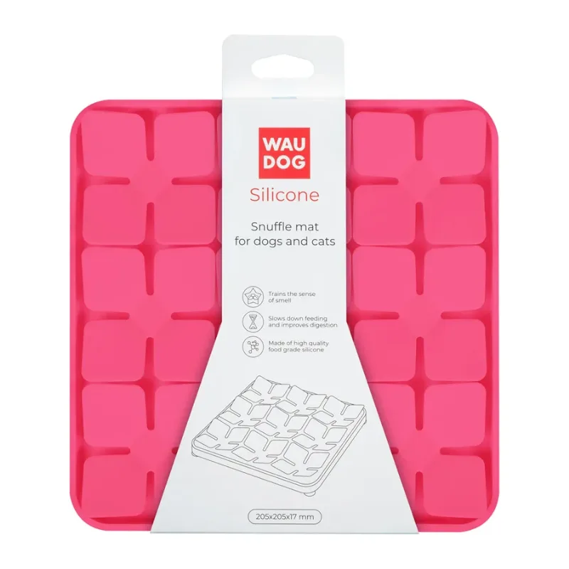 Килимок для пошуку корму, 205х205х17 мм, рожевий WAUDOG Silicone Snuffle Mat