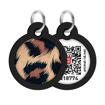 Адресник для собак і котів металевий, коло «Леопард», L WAUDOG Smart ID Tag Leopard