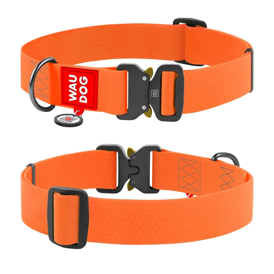 Ошейник для собак водостойкий, металлическая пряжка, XXL, оранжевый WAUDOG Waterproof Collar