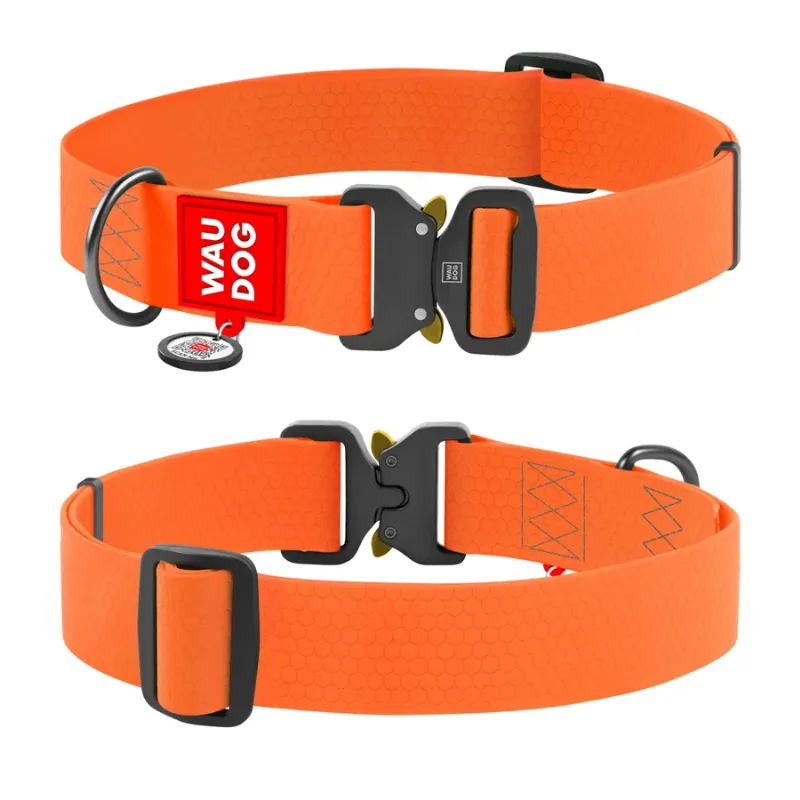 Ошейник для собак водостойкий, металлическая пряжка, XXL, оранжевый WAUDOG Waterproof Collar