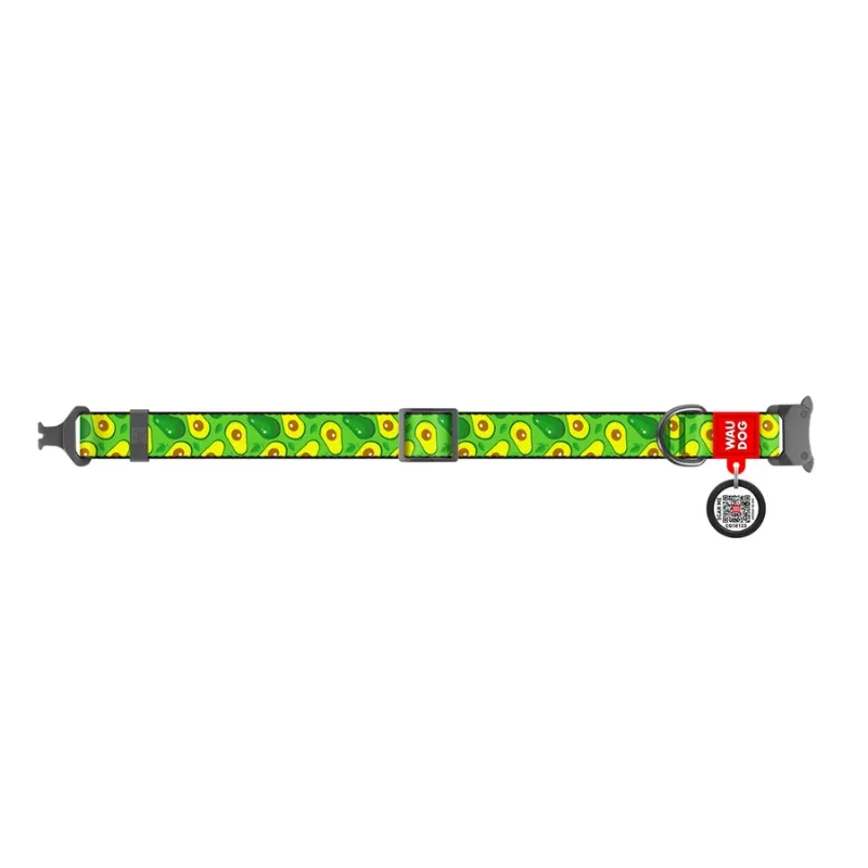 Нашийник для собак нейлоновий «Авокадо», металева пряжка, S WAUDOG Nylon Collar Avocado