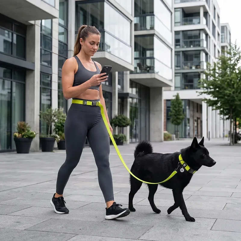 Повідець для собак регульований водостійкий, M, лимонний WAUDOG Magnet Adjustable Leash