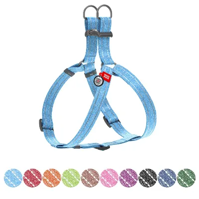 Шлея з відновленої бавовни, світловідбивна, M, блакитний WAUDOG Re-cotton Harness