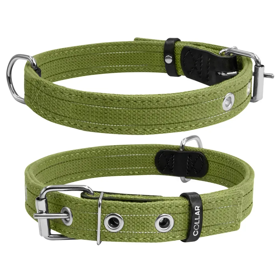 Нашийник для собак бавовняна тасьма Брезент подвійний, M Collar Canvas Collar