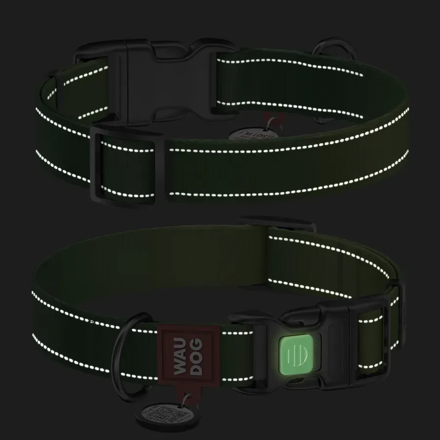 Нашийник для собак нейлоновий, світловідбивний, S, салатовий WAUDOG Nylon Mono Collar