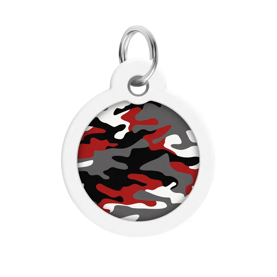 Адресник для собак и котов металлический, круг «Камо серый», L WAUDOG Smart ID Tag Grey Camo