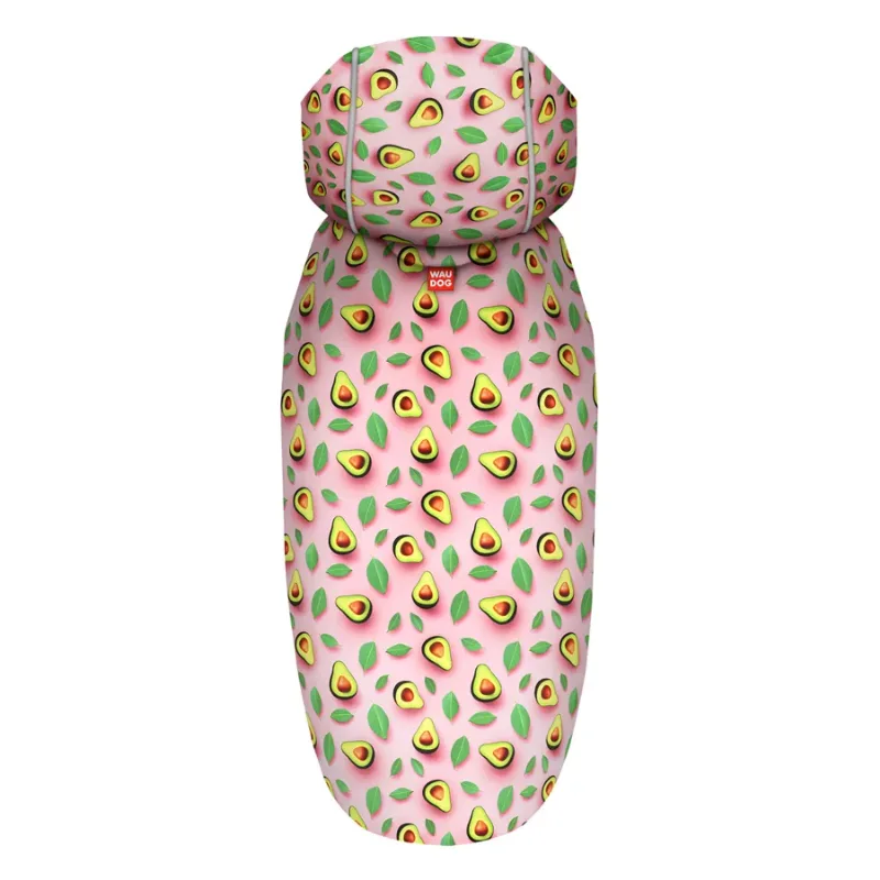 Дождевик-накидка с капюшоном для собак «Авокадо на розовом», M WAUDOG Clothes Dog Raincoat Avocado on Pink