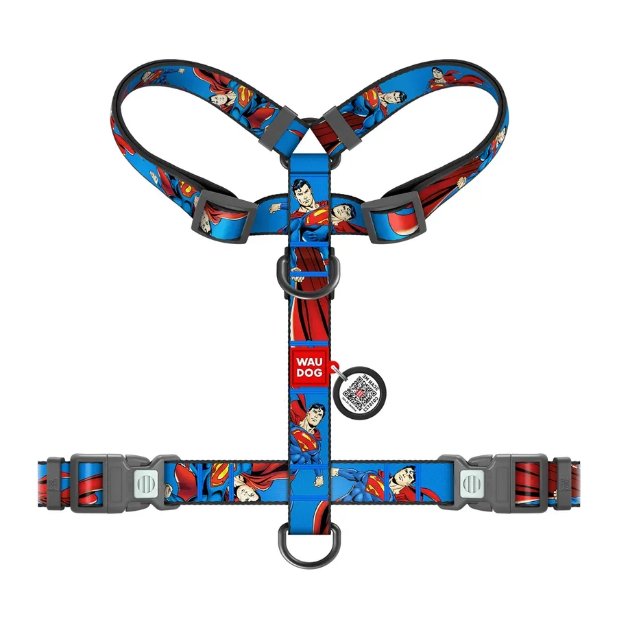 Шлея для собак анатомічна H-подібна «Сила Супермена», XL WAUDOG Nylon DC Comics Harness Superman Power