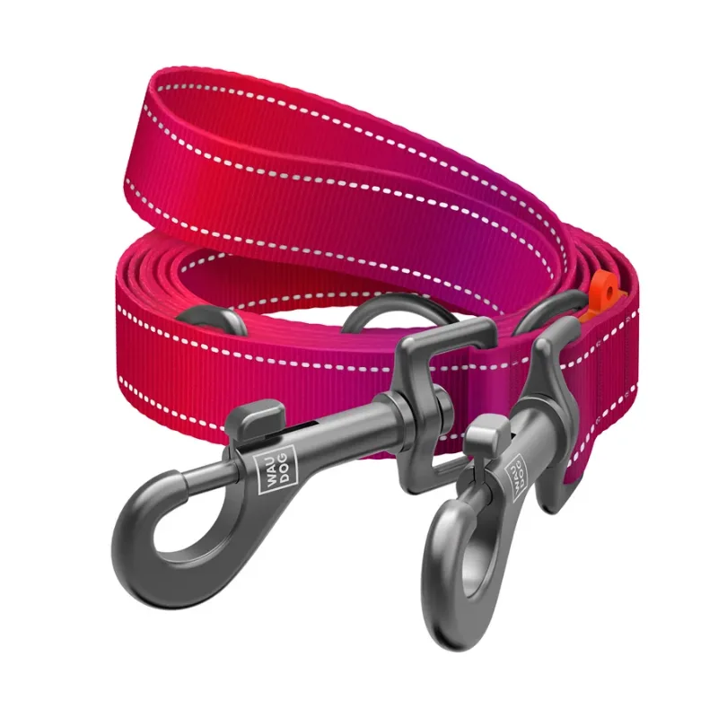 Повідець-перестібка для собак, світловідбивний, M, рожевий WAUDOG Nylon Mono Adjustable Leash