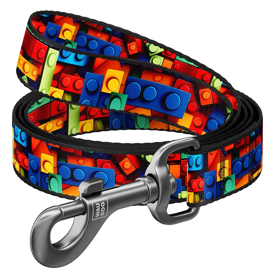 Поводок для собак нейлоновый «Блоки», 15 мм × 200 см, S WAUDOG Nylon Leash Blocks