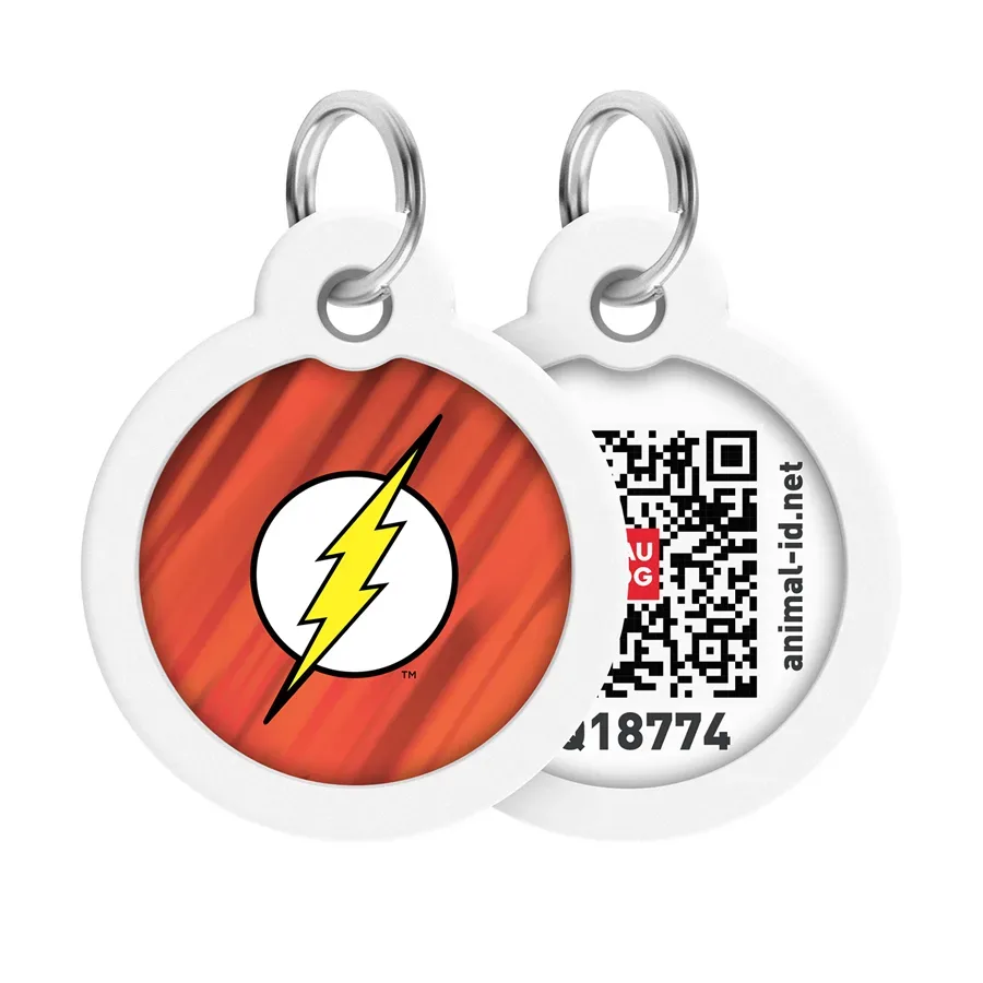 Адресник для собак и котов металлический, круг «Флеш лого», L WAUDOG Smart ID Tag Flash Logo