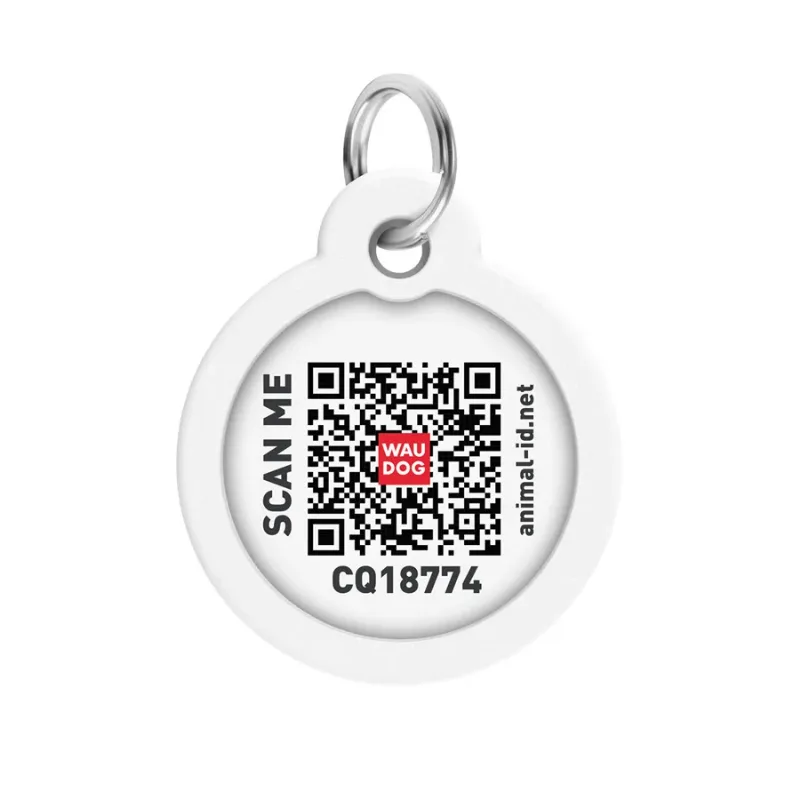 Адресник для собак и котов металлический, круг «Смелость», L WAUDOG Smart ID Tag Courage