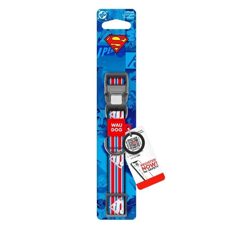 Нашийник для собак нейлоновий, світловідбивний «Супермен ретро», S WAUDOG Nylon DC Comics Collar Superman Retro