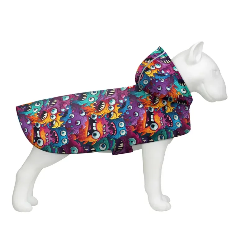 Дощовик-накидка з капюшоном для собак «Зубасті монстри», L WAUDOG Clothes Dog Raincoat Toothy Monsters