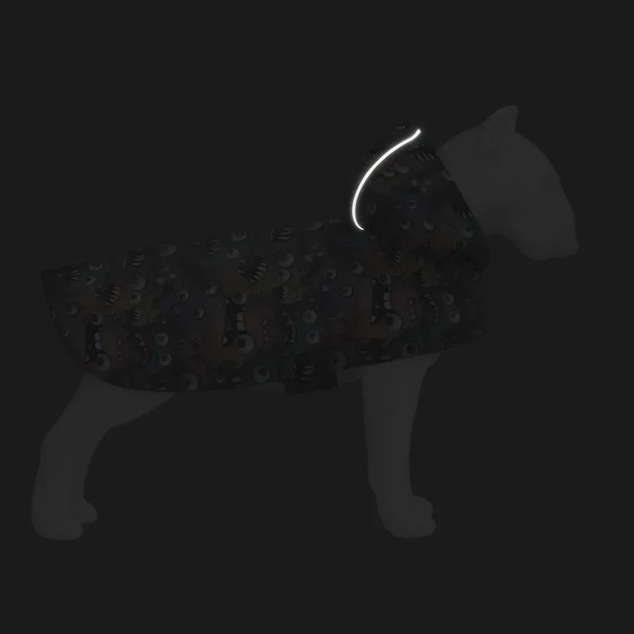 Дождевик-накидка с капюшоном для собак «Зубастые монстры», XL WAUDOG Clothes Dog Raincoat Toothy Monsters