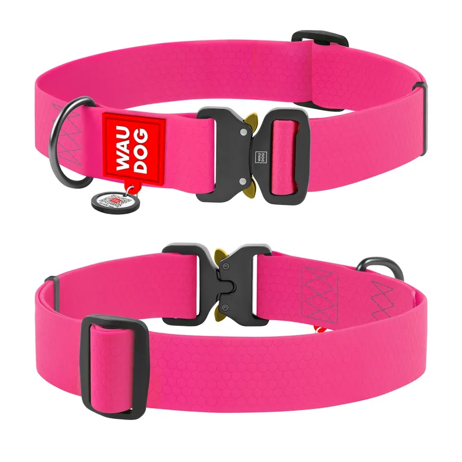 Нашийник для собак водостійкий, металева пряжка, XXL, рожевий WAUDOG Waterproof Collar