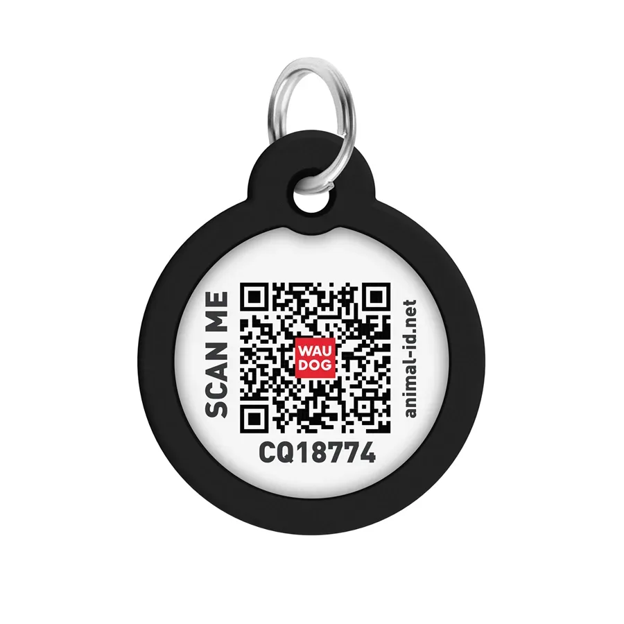 Адресник для собак і котів металевий, коло «Леопард», L WAUDOG Smart ID Tag Leopard