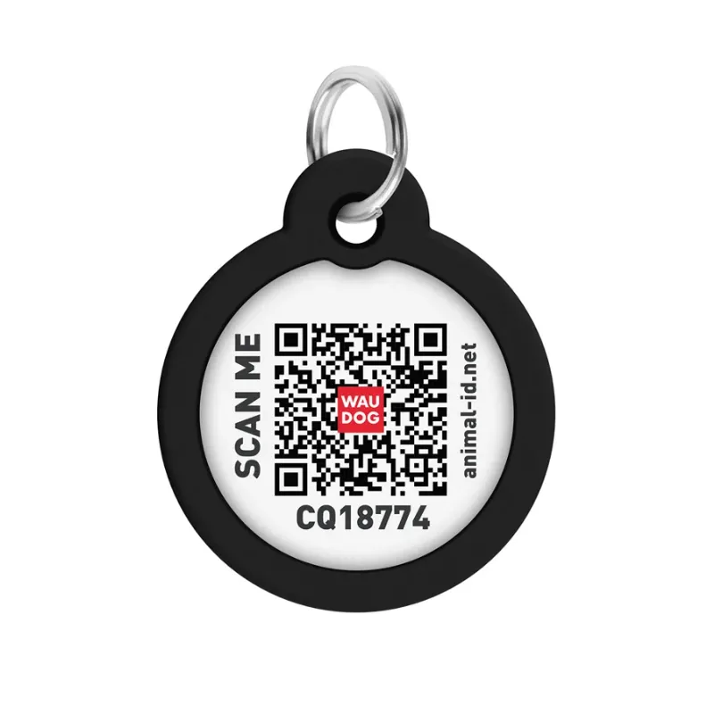 Адресник для собак і котів металевий, коло «Леопард», L WAUDOG Smart ID Tag Leopard