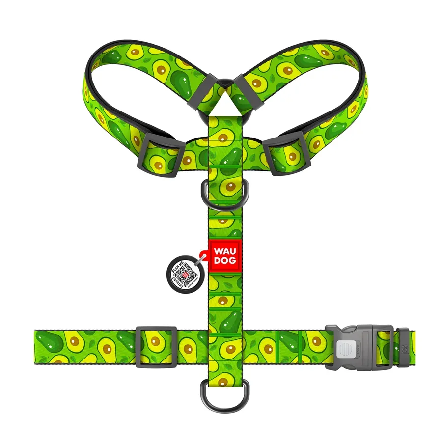 Шлея для собак анатомическая H-образная «Авокадо», XL WAUDOG Nylon Anatomic Harness Avocado