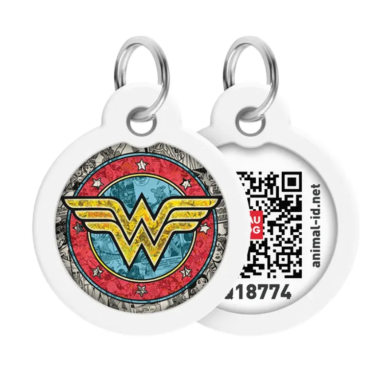 Адресник для собак і котів металевий, коло «Чудо-жінка 2», L WAUDOG Smart ID Tag Wonder Woman 2