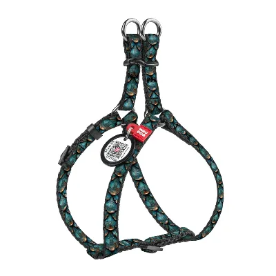 Шлея для котов и мелких пород собак c QR адресником «Чешуя», XS WAUDOG Nylon Harness Scales