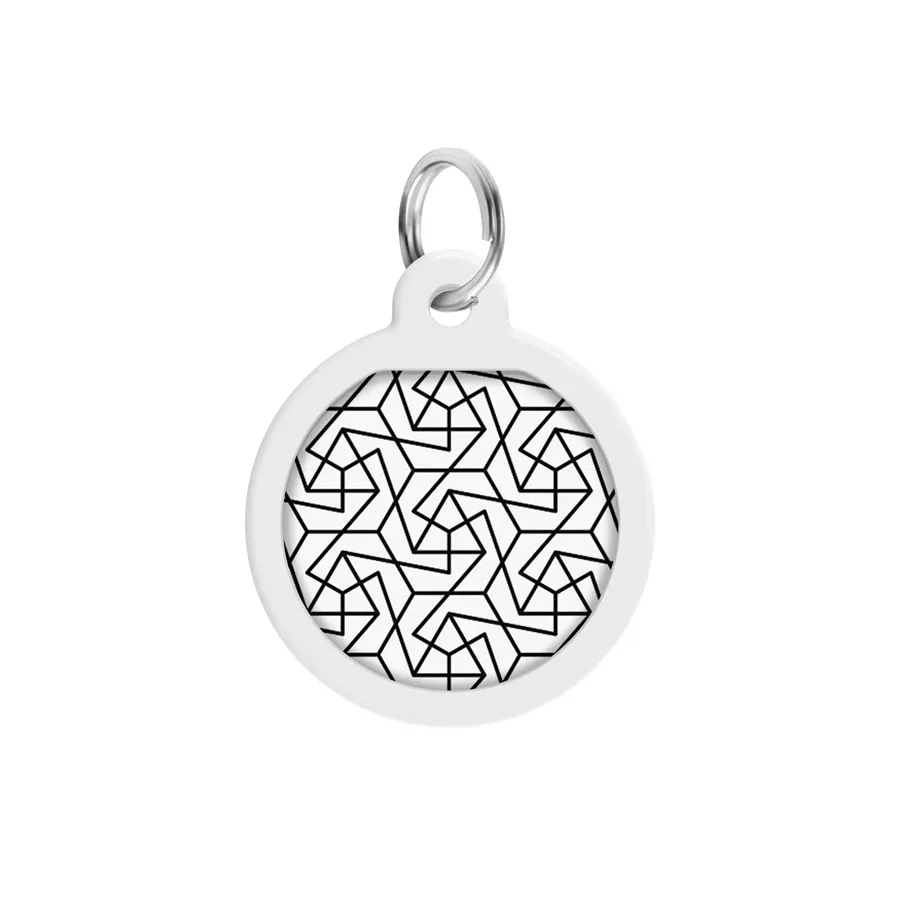 Адресник для собак та котів металічний, круг «Геометрія», S WAUDOG Smart ID Tag Geometry