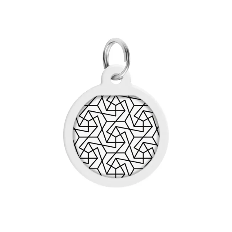 Адресник для собак та котів металічний, круг «Геометрія», S WAUDOG Smart ID Tag Geometry