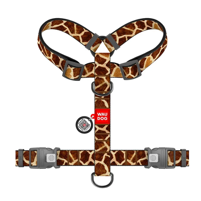 Шлея для собак анатомічна H-подібна «Жираф», XL WAUDOG Nylon Harness Giraffe