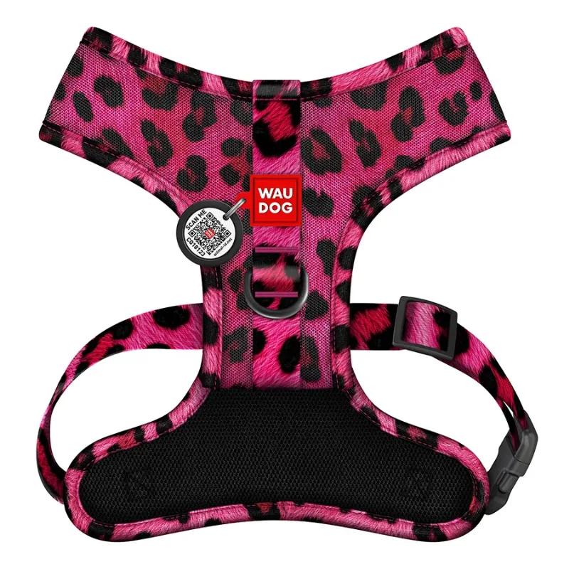 Шлея для собак дышащая «Леопард розовый», S WAUDOG Mesh Soft Harness Pink Leopard