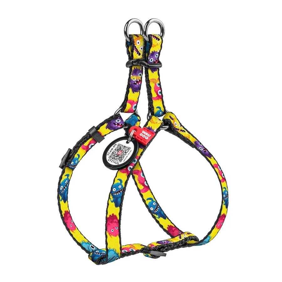 Шлея для котов и мелких пород собак «Мохнатые монстры», XS WAUDOG Nylon Harness Furry Monsters