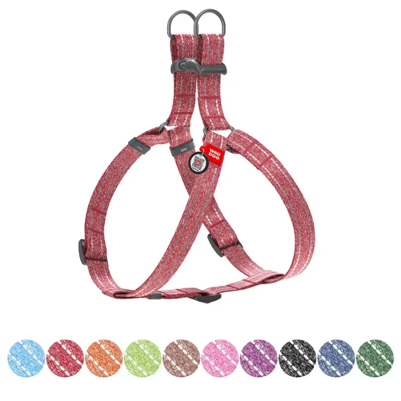 Шлея з відновленої бавовни, світловідбивна, S, червоний WAUDOG Re-cotton Harness