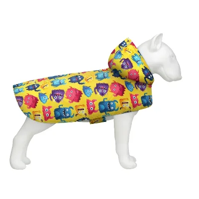Дощовик-накидка з капюшоном для собак «Мохнаті монстри», M WAUDOG Clothes Dog Raincoat Furry Monsters