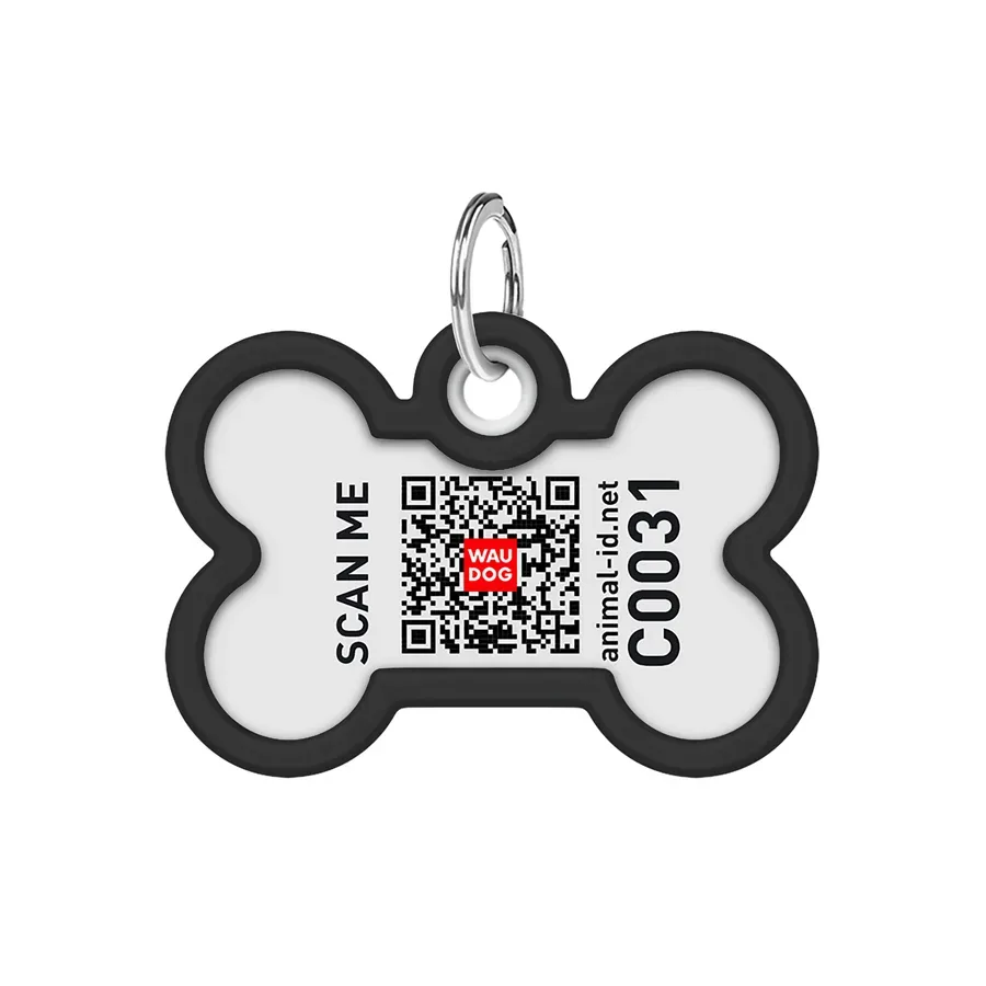 Адресник для собак і котів металевий, кістка «Леопард», M WAUDOG Smart ID Tag Leopard