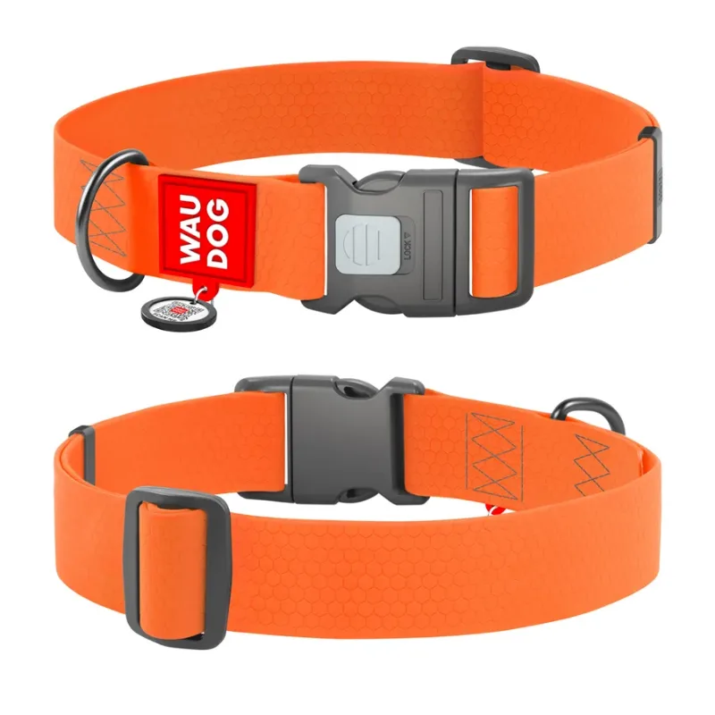 Ошейник для собак водостойкий, пластиковая пряжка, XXL, оранжевый WAUDOG Waterproof Collar