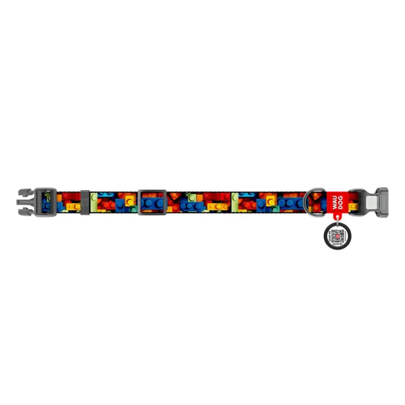 Нашийник для собак нейлоновий «Блоки», XL WAUDOG Nylon Collar Blocks