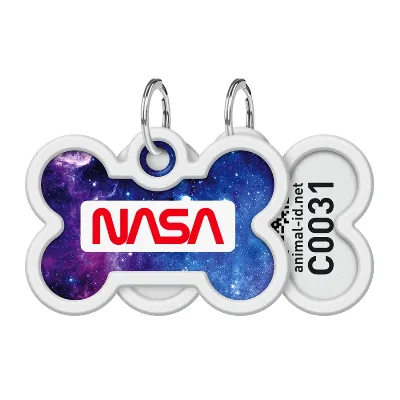 Адресник для собак і котів металевий, кістка «NASA21», M WAUDOG Smart ID Tag NASA21