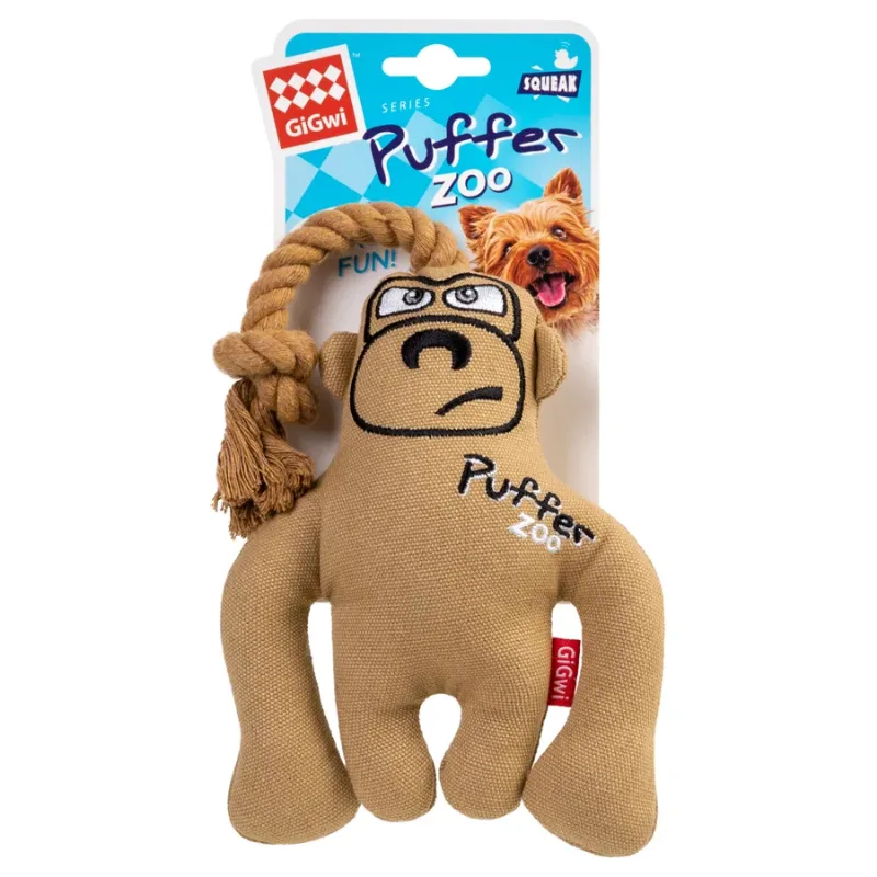 Іграшка для собак Мавпа з пищалкою, текстиль, мотузка, 31 см GiGwi Puffer zoo Monkey Toy
