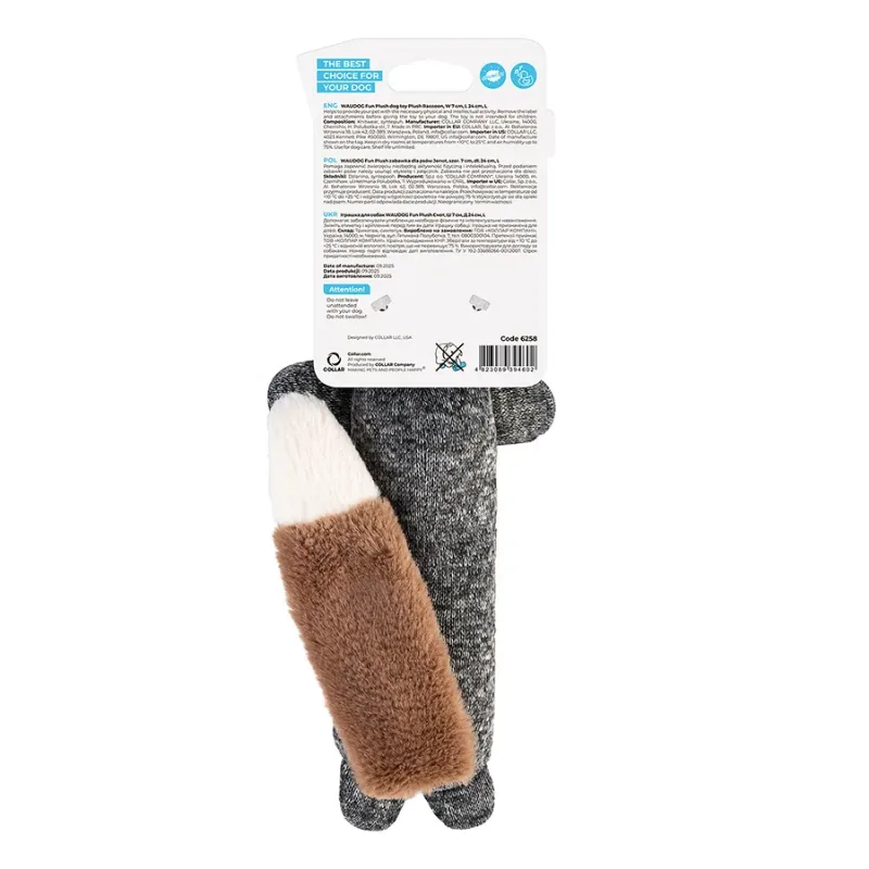 Іграшка для собак Єнот, трикотаж, L WAUDOG Fun Plush Raccoon Squeaky Toy