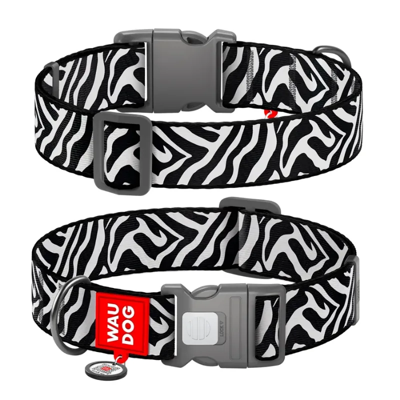 Нашийник для собак нейлоновий «Зебра», XL WAUDOG Nylon Collar Zebra