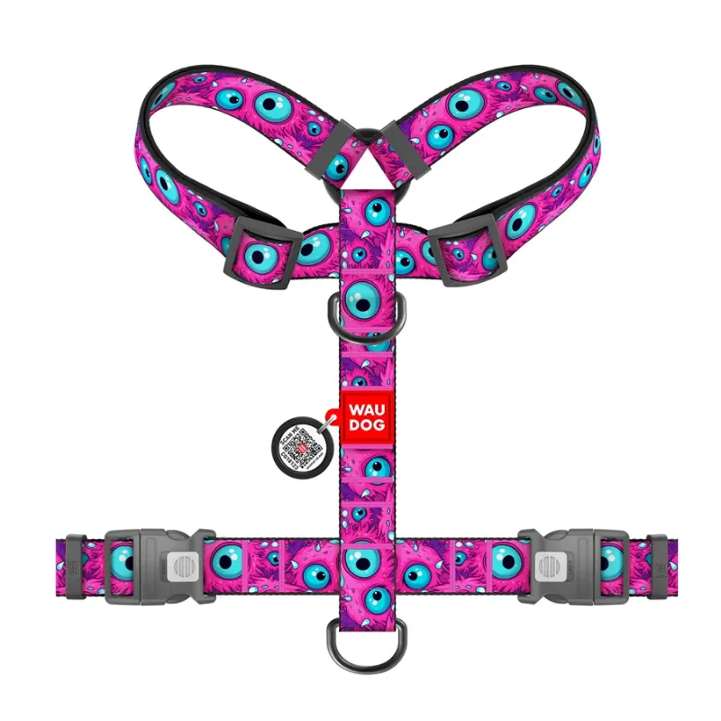 Шлея для собак анатомічна H-подібна «Око монстра», XL WAUDOG Nylon Anatomic Harness Monster Eye