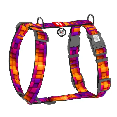 Шлея для собак анатомічна H-подібна «Куби 3Д», XL WAUDOG Nylon Anatomic Harness 3D Cubes