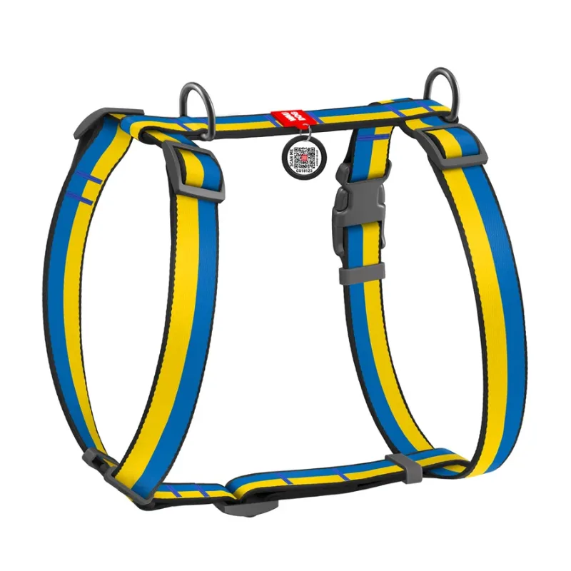 Шлея для собак анатомическая H-образная «Colors of freedom», M WAUDOG Nylon Anatomic Harness Colors of Freedom