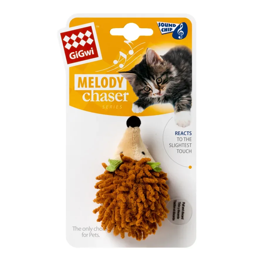 Іграшка для котів Їжачок з електронним чипом, текстиль, 7 см GiGwi Melody chaser Hedgehog Sound Chip Toy