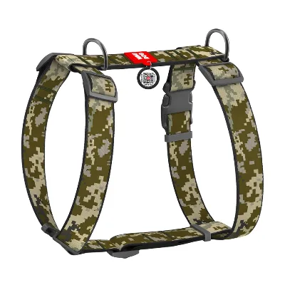 Шлея для собак анатомічна H-подібна «Мілітарі», XL WAUDOG Nylon Anatomic Harness Military